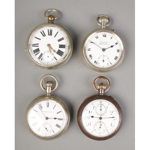 461 - A collection of four open face pocket watches including Waterbury Watch Co USA and James Walker.