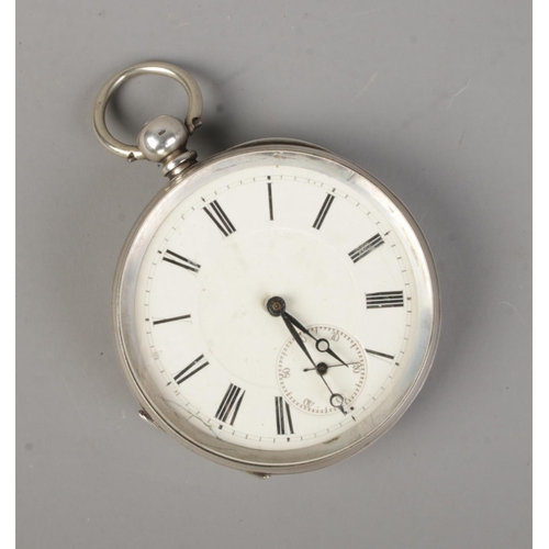 464 - A continental silver pocket watch. The case stamped 800.