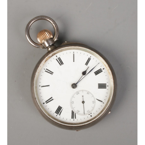 467 - A continental silver pocket watch. The case stamped 935.