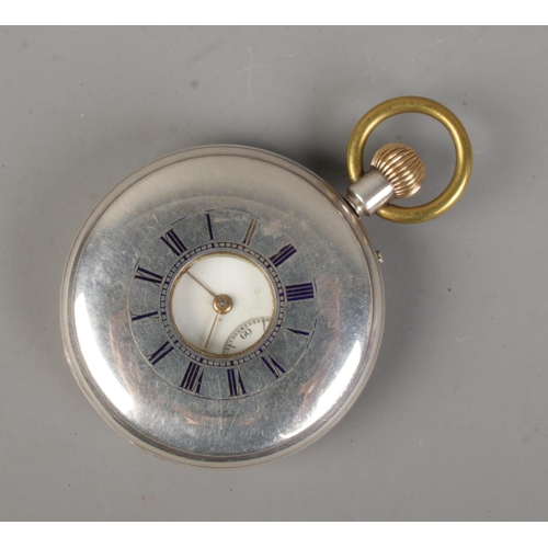 470 - A Victorian silver ER Bailey half hunter pocket watch. Assayed London 1878.