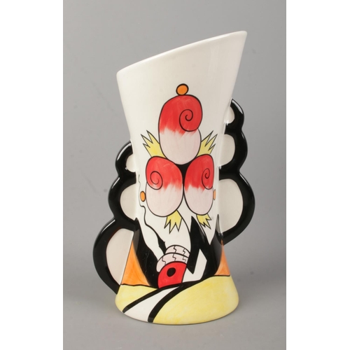 495 - A Lorna Bailey vase of unusual form, titled 'Oak Tree Cottage' to base. Height: 24cm.