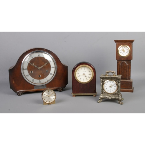 8 - A collection of assorted clocks, to include The Alexander Clark Co Ltd. mantle clock and Cyma Sonoma... 