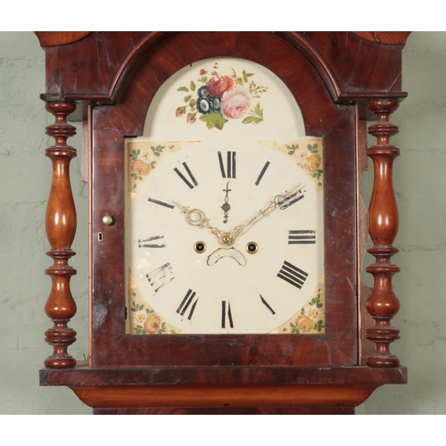 537 - A Victorian Scottish mahogany twin weight longcase clock, on wide base, for restoration. Featuring h... 