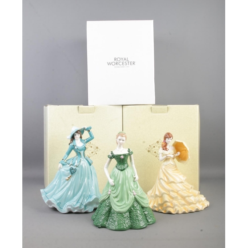 104 - Three boxed ceramic figurines, Coalport Summer Breeze and Gentle Breeze from the 'Classics Collectio... 