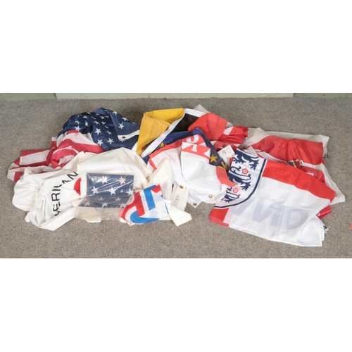 179 - A large quantity of flags containing mostly English and American flags