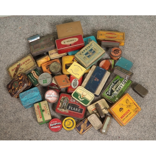 206 - A large collection of vintage advertising tins mostly cigarette and tobacco examples of the 20th cen... 