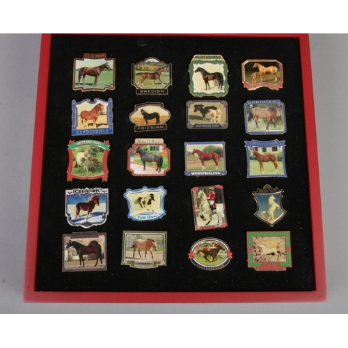 33 - A complete cased set of Willabee & Ward 'The Horses of the World' pin badges. 40 in total.