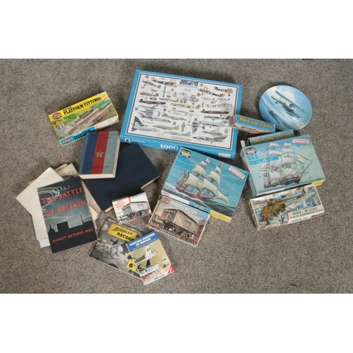 237 - A collection of railway models including mainline stations, Airfix mineral wagon, platform fitting t... 