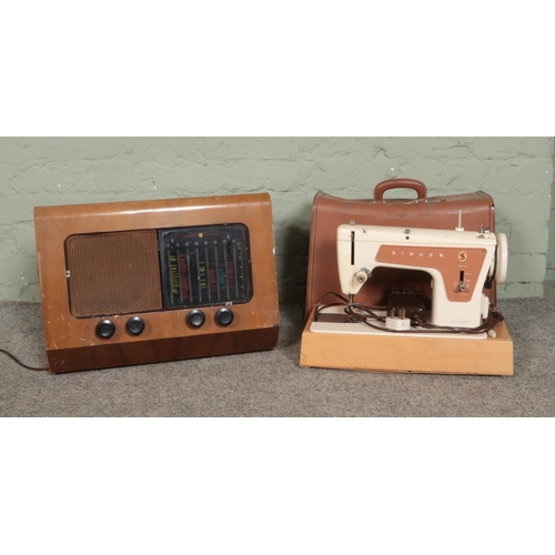 247 - A cased Singer model 239 sewing machine, together with a PYE T.19.D radio.