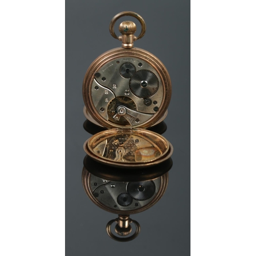 344 - A Cyrano gold plated full hunter pocket watch, with seven jewel Swiss movement. Featuring Roman Nume... 