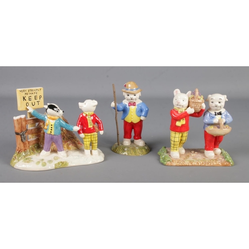 410 - Royal Doulton Limited Edition Rupert figures including Tempted to Trespass, Where Did You Get Such F... 