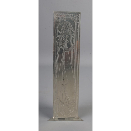 429 - A rare Charles Rennie Mackintosh Ortak pewter vase of triangular form.

Hx15.5cm