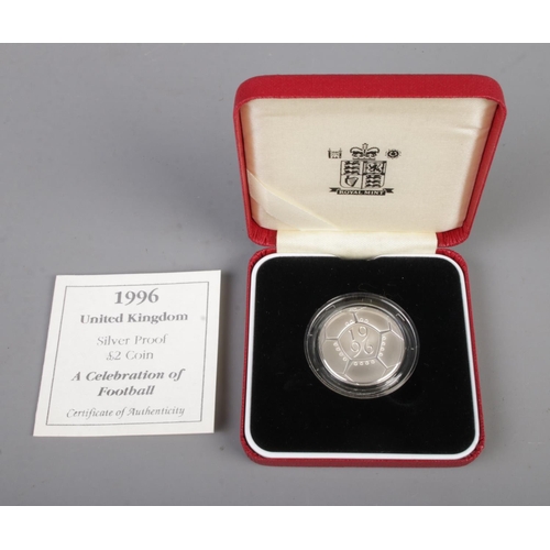 431 - Royal Mint, A United Kingdom 1996 Celebration of football silver proof £2 coin, complete with COA an... 