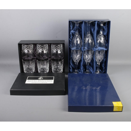 79 - Two boxed sets of crystal glassware, including Royal Doulton  Dorchester glasses.