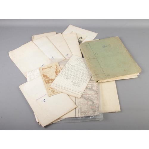 459 - A folder of German WW2 Third Reich Hitler Youth documents together with a large quantity of German m... 