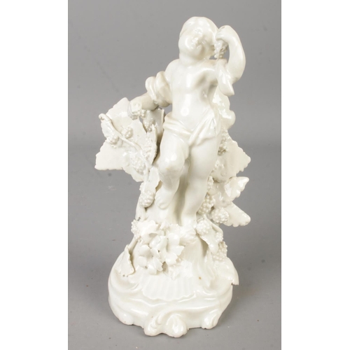 1 - A rare 18th century Plymouth white glazed allegorical figure emblematic of Autumn from the Infant Se... 