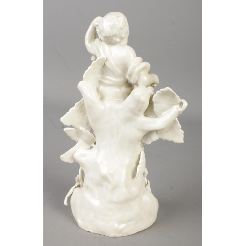 1 - A rare 18th century Plymouth white glazed allegorical figure emblematic of Autumn from the Infant Se... 