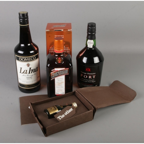 137 - A quantity of sealed alcohol. Includes Cointreau, La Ina Sherry, Vintage Character Port and a small ... 