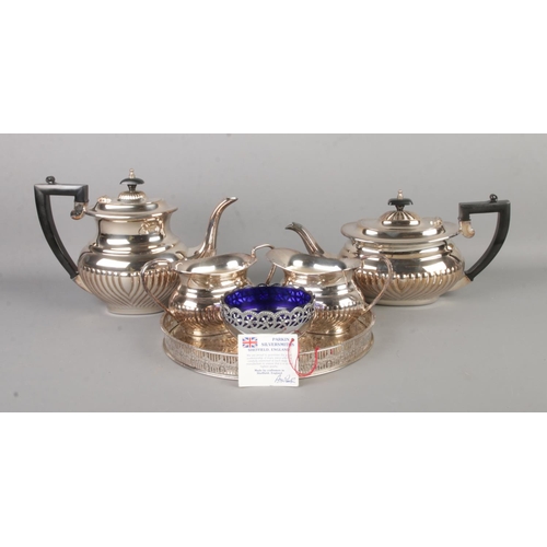 153 - A Parkin Silversmiths of Sheffield silver plate four piece tea service, together with Anniversary ga... 