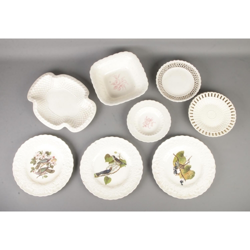 173 - Three Alfred Meakin 'Birds of America' plates together with spode and other creamware