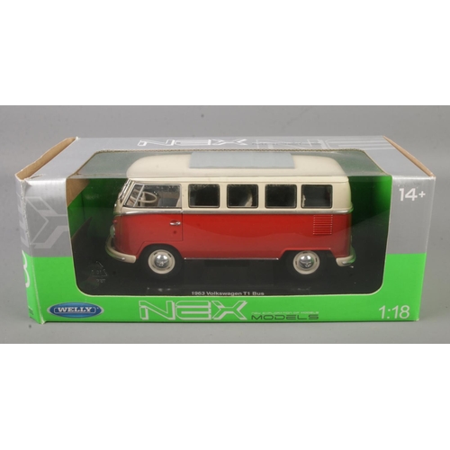 184 - Welly Nex 1:18 Scale Die Cast model of a 1963 VW T1 Bus. Original Box.