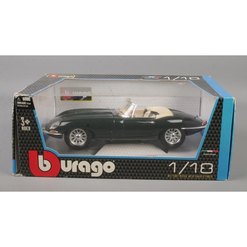 185 - Burago 1:18 Scale Die cast model of a 1961 Jaguar E Type Cabriolet.