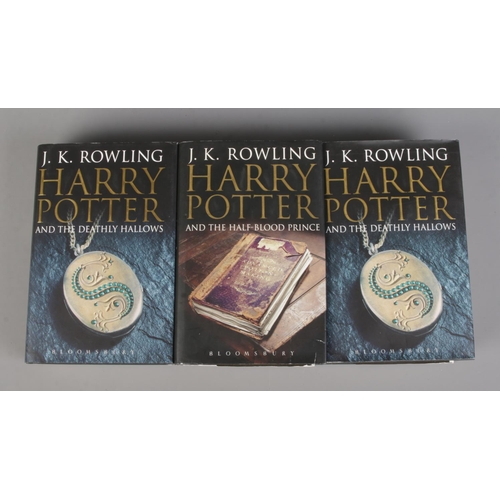 26 - Three J.K. Rowling First Edition Harry Potter books; Harry Potter and the Deathly Hallows and Harry ... 