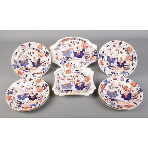 34 - A quantity of 19th century Ironstones imari pattern plates and dishes.