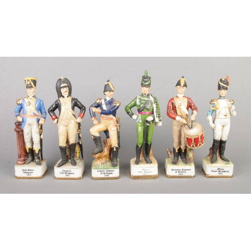 37 - Six Alfretto by Maruri ceramic soldier figures to include Captain Infantry of the Legion 1795, Drumm... 