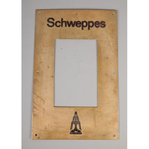 58 - A Schweppes brass advertising mirror frame. Approx. internal dimensions 13cm x 20.5cm, external dime... 