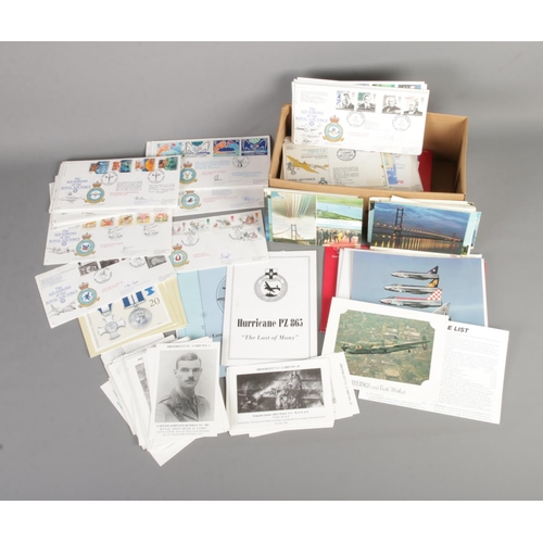 61 - A box of RAF collectables to include over 100 first days covers (including signed examples), Brookle... 