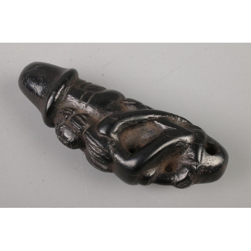 420 - An erotic ebony wood oriental carved amulet