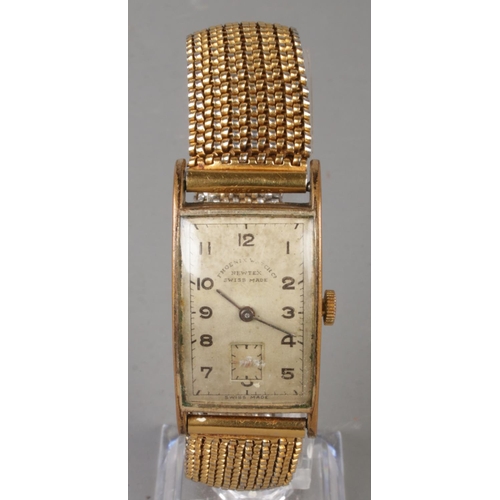 425 - A rectangular gold plated Phoenix Watch Co expanding wristwatch.