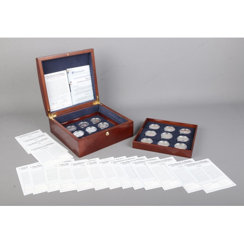 430 - The Westminster Collection; A cased set of eighteen silver proof Gibraltar £5 coins, dated 2004 and ... 