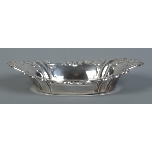 432 - A lozenge shaped silver bon-bon dish with scrolled rim. Assayed for Sheffield, 1967 by James Dixon &... 