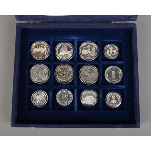 439 - A collection of twelve silver proof coins, mainly commemorative examples. Includes 1996 European Foo... 