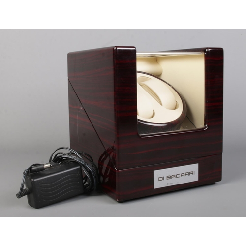 8 - A Di Bacarri dual watch winder box with hinged lid.