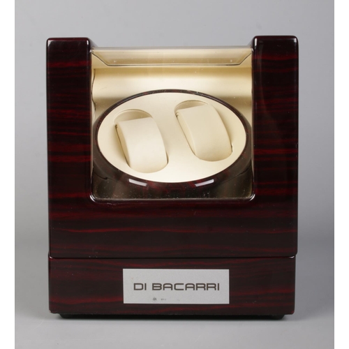 8 - A Di Bacarri dual watch winder box with hinged lid.