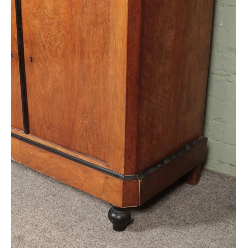 468 - A Biedermeier style walnut fall front escritoire with marble top. Height 160cm, Width 98cm, Depth 47... 