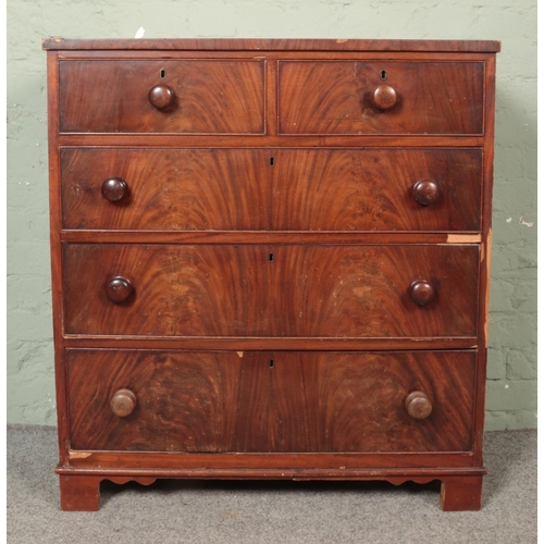 476 - A Victorian mahogany and pine chest of two over three drawers.