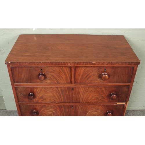 476 - A Victorian mahogany and pine chest of two over three drawers.