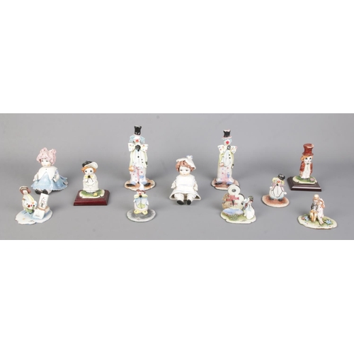 9 - A collection of Italian Zampiva ceramic figures, including clown and girl figures. All signed to bas... 