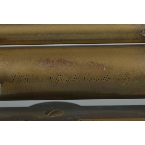 91 - A brass bodied surveyors level, on swivel mount. Marked for T.B Wilson, 21 Grey St. Newcastle on Tyn... 