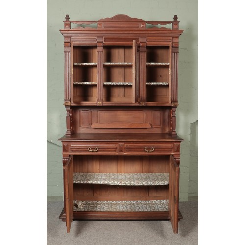 509 - A French oak side cabinet with brass detailing, carved panels and fluted columns.

Hx
Wx
Dx