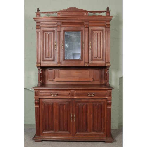 509 - A French oak side cabinet with brass detailing, carved panels and fluted columns.

Hx
Wx
Dx