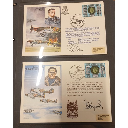 77 - An album containing a good collection of signed RAF first day covers including RAF Historic Aviators... 