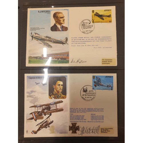 77 - An album containing a good collection of signed RAF first day covers including RAF Historic Aviators... 