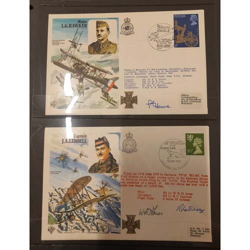 77 - An album containing a good collection of signed RAF first day covers including RAF Historic Aviators... 