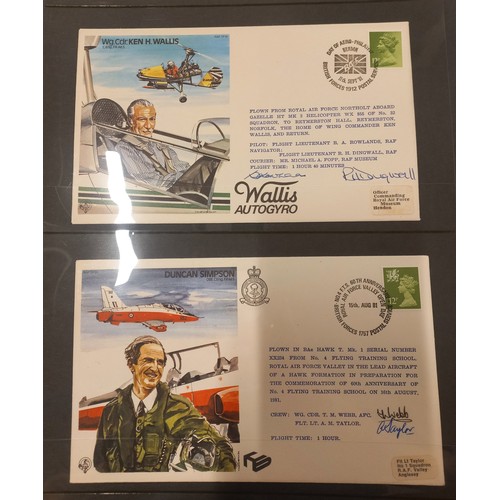 77 - An album containing a good collection of signed RAF first day covers including RAF Historic Aviators... 