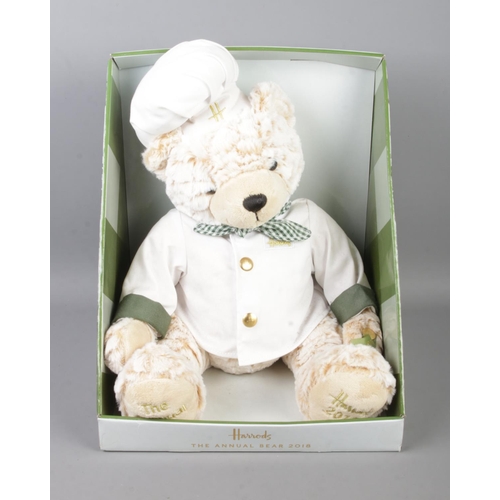 101 - A boxed Harrods bear: The Annual Bear 2018 dressed as a chef with year tag to paw.